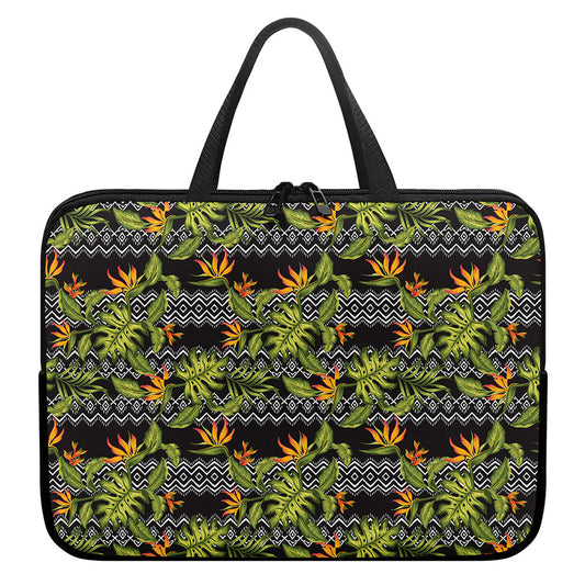 Ethnic Bird Of Paradise Pattern Print Laptop Sleeve With Handle