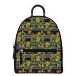 Ethnic Bird Of Paradise Pattern Print Leather Backpack