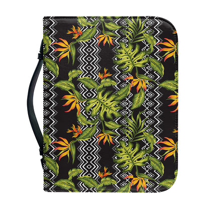 Ethnic Bird Of Paradise Pattern Print Leather Bible Cover