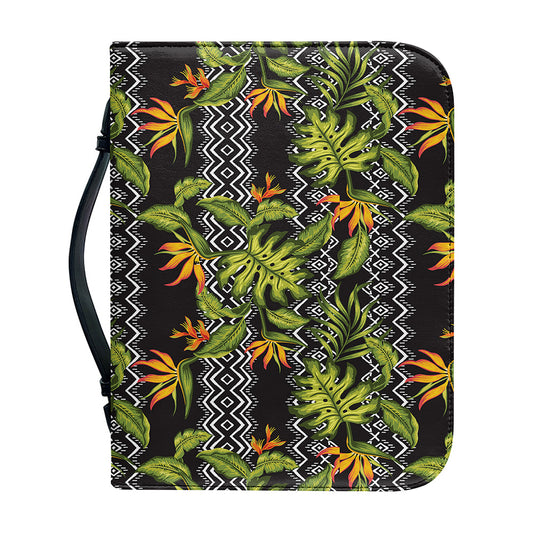 Ethnic Bird Of Paradise Pattern Print Leather Bible Cover