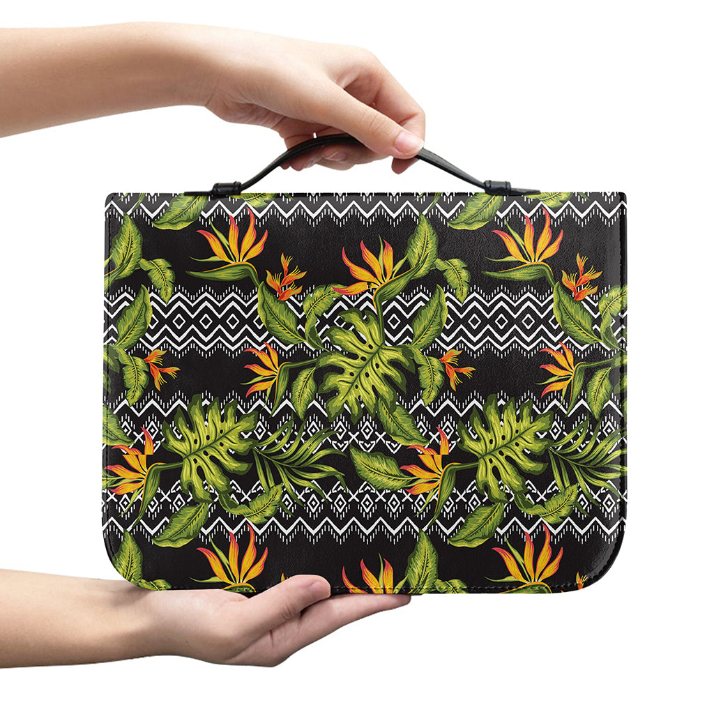 Ethnic Bird Of Paradise Pattern Print Leather Bible Cover