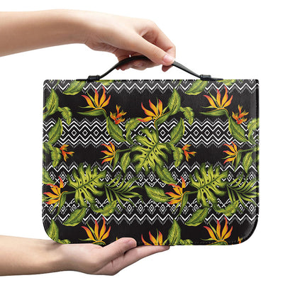 Ethnic Bird Of Paradise Pattern Print Leather Bible Cover