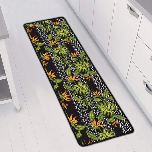 Ethnic Bird Of Paradise Pattern Print Long Kitchen Mat
