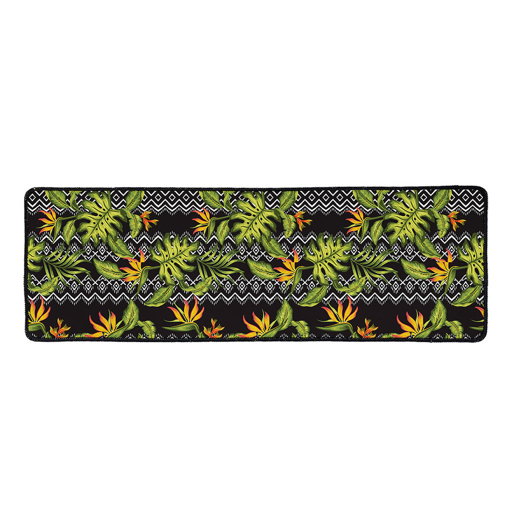 Ethnic Bird Of Paradise Pattern Print Long Kitchen Mat