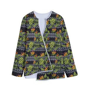 Ethnic Bird Of Paradise Pattern Print Long Sleeve Short Coat