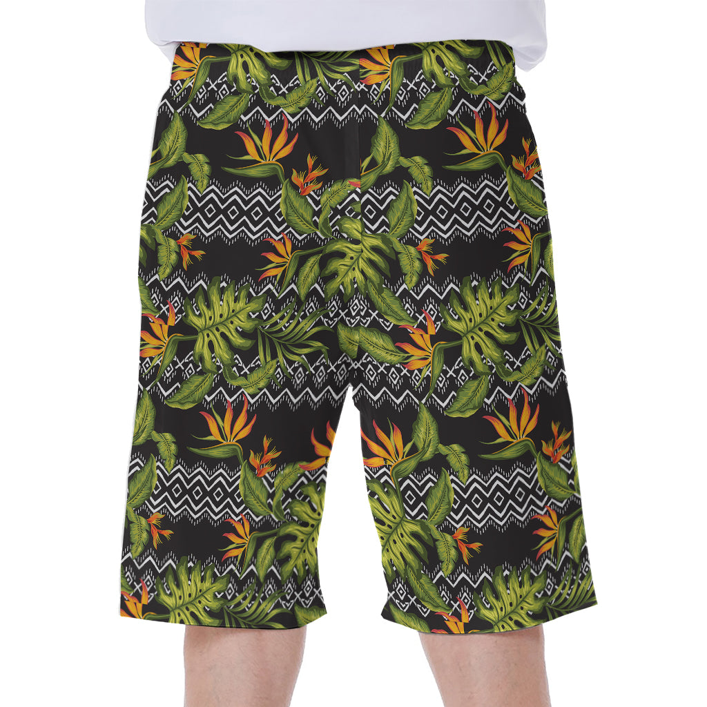 Ethnic Bird Of Paradise Pattern Print Men's Beach Shorts