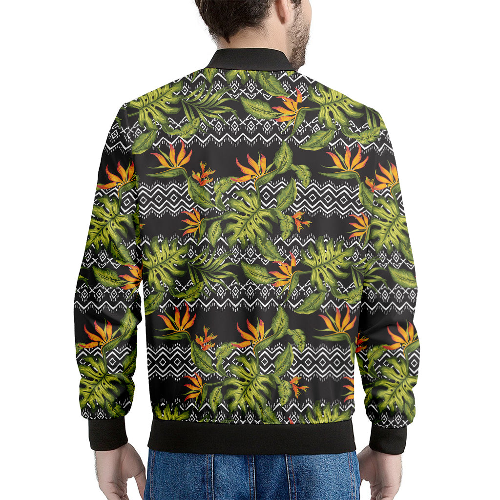 Ethnic Bird Of Paradise Pattern Print Men's Bomber Jacket