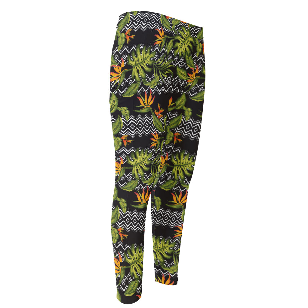 Ethnic Bird Of Paradise Pattern Print Men's Compression Pants