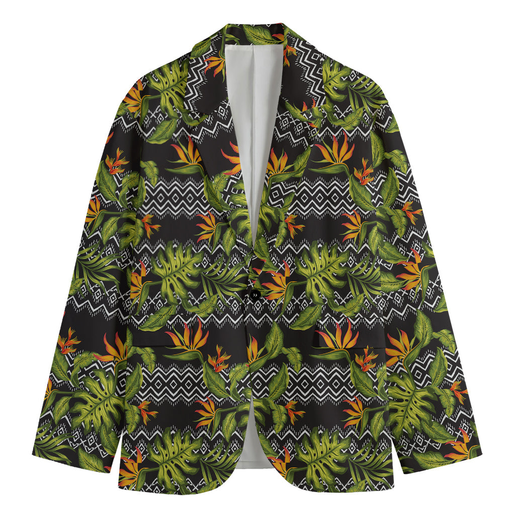 Ethnic Bird Of Paradise Pattern Print Men's Cotton Blazer