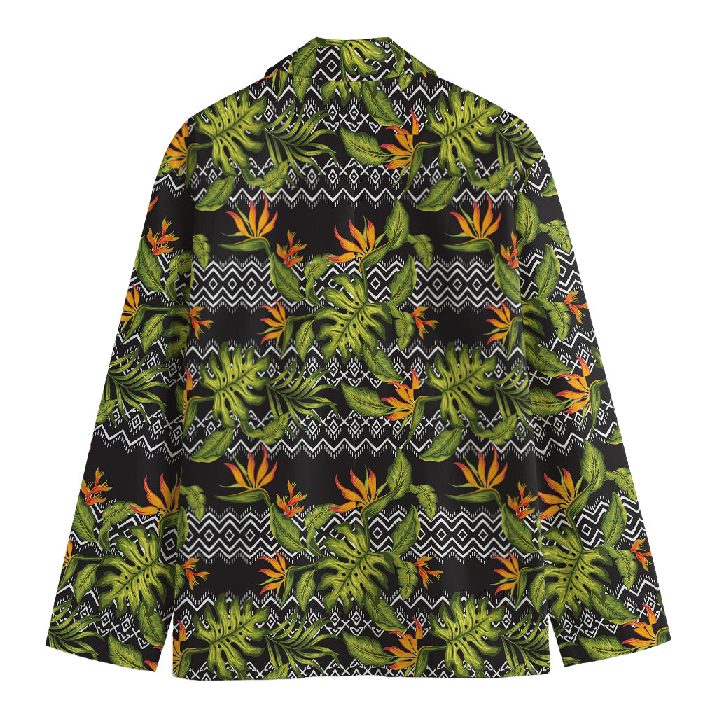 Ethnic Bird Of Paradise Pattern Print Men's Cotton Blazer