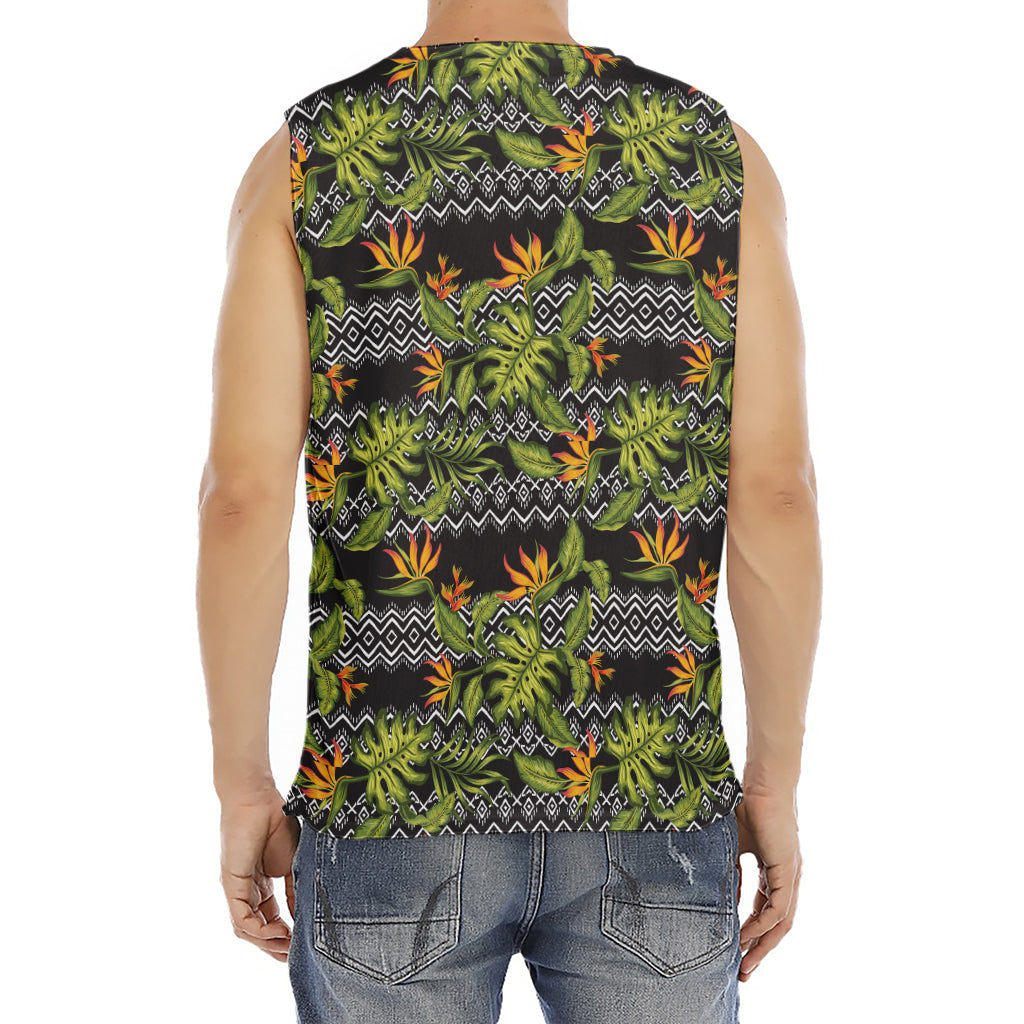 Ethnic Bird Of Paradise Pattern Print Men's Fitness Tank Top