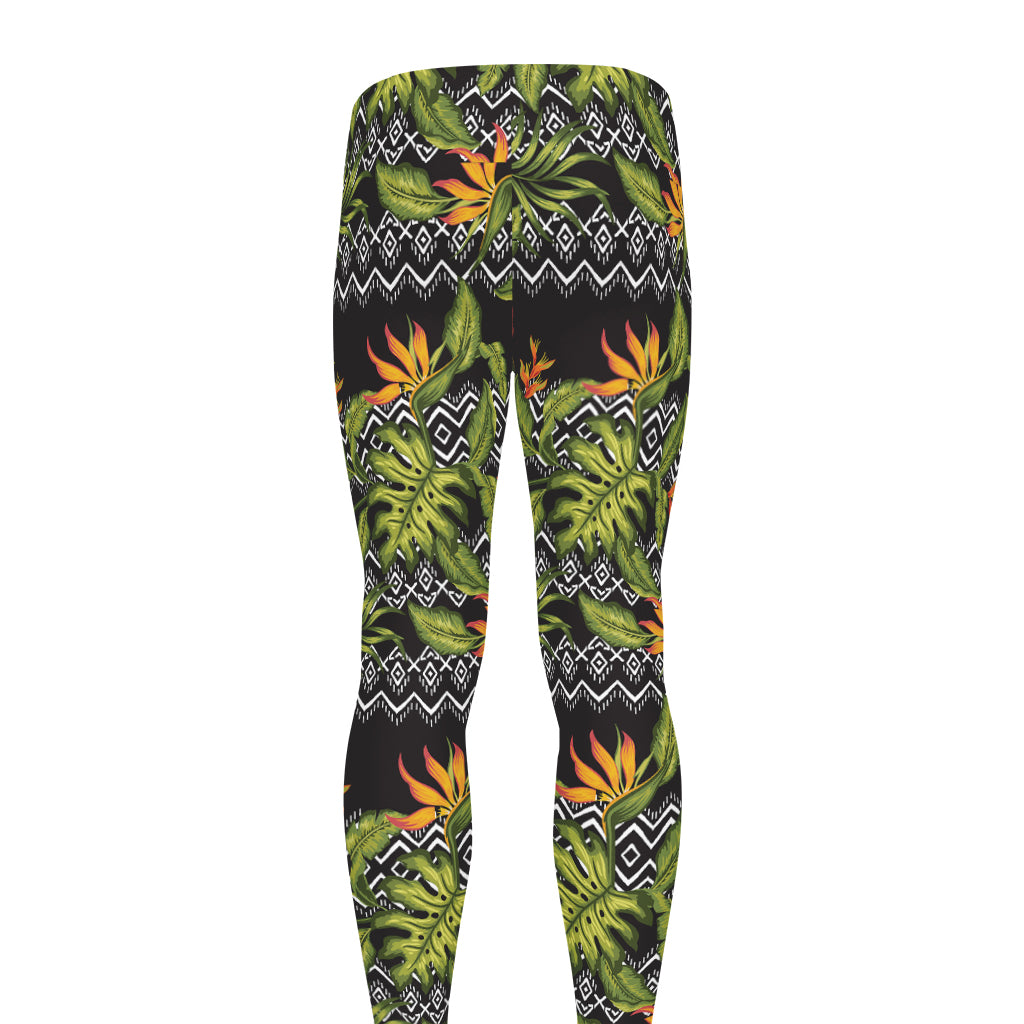 Ethnic Bird Of Paradise Pattern Print Men's leggings