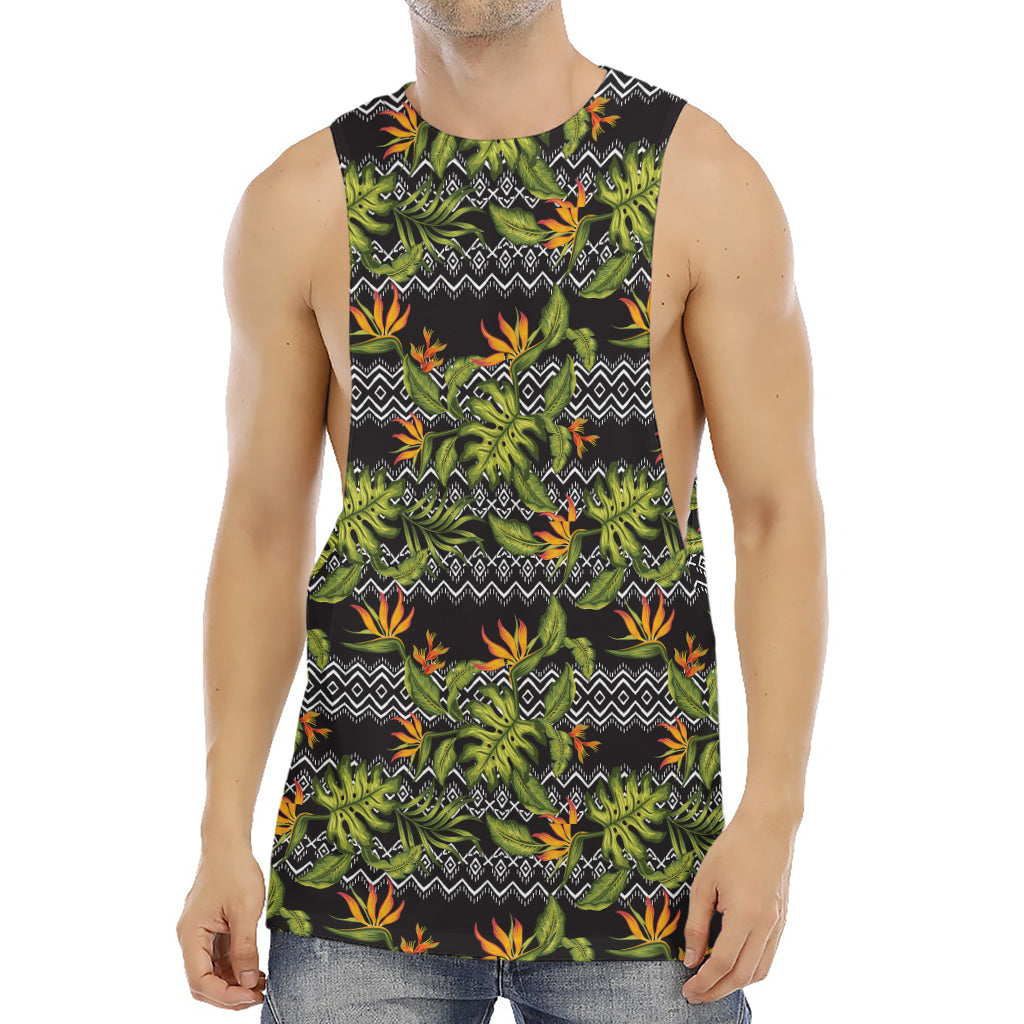 Ethnic Bird Of Paradise Pattern Print Men's Muscle Tank Top