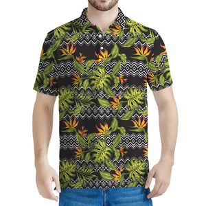 Ethnic Bird Of Paradise Pattern Print Men's Polo Shirt