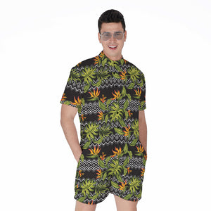 Ethnic Bird Of Paradise Pattern Print Men's Rompers