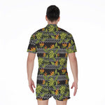 Ethnic Bird Of Paradise Pattern Print Men's Rompers