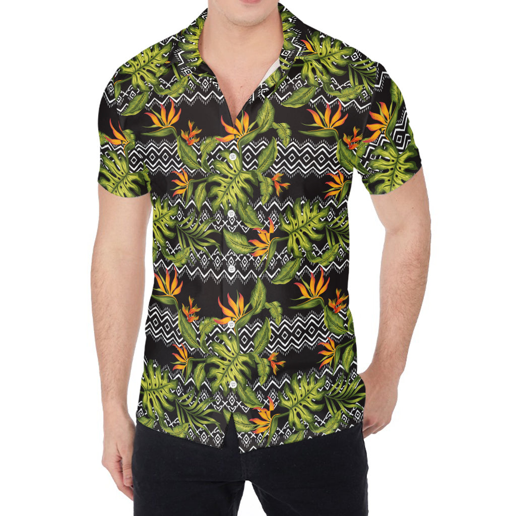 Ethnic Bird Of Paradise Pattern Print Men's Shirt