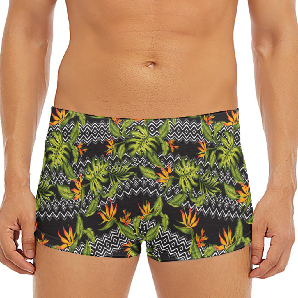 Ethnic Bird Of Paradise Pattern Print Men's Short Boxer Briefs