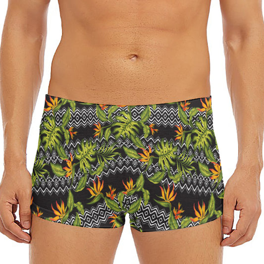 Ethnic Bird Of Paradise Pattern Print Men's Short Boxer Briefs