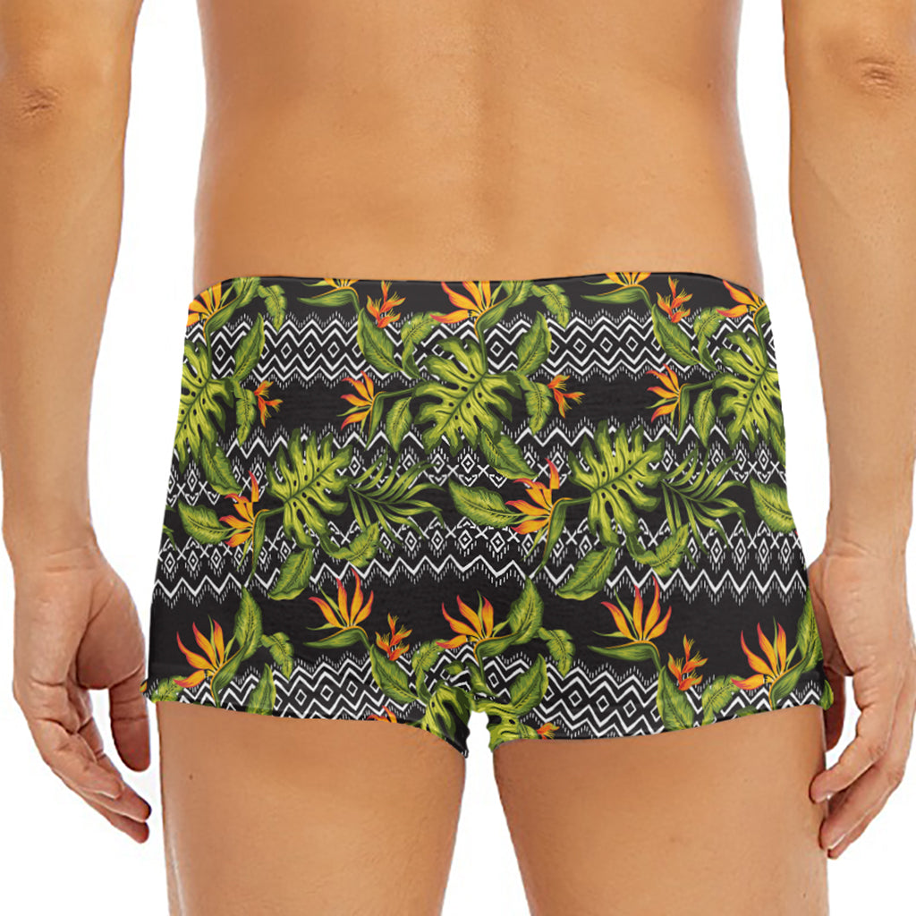 Ethnic Bird Of Paradise Pattern Print Men's Short Boxer Briefs