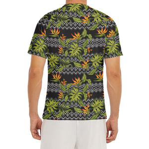 Ethnic Bird Of Paradise Pattern Print Men's Short Sleeve Rash Guard