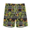 Ethnic Bird Of Paradise Pattern Print Men's Sports Shorts