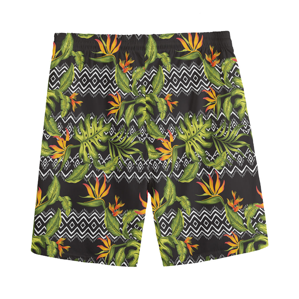 Ethnic Bird Of Paradise Pattern Print Men's Sports Shorts