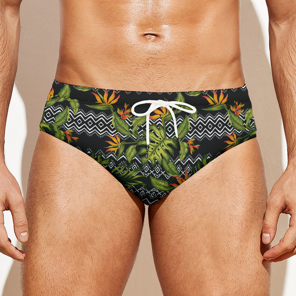 Ethnic Bird Of Paradise Pattern Print Men's Swim Briefs