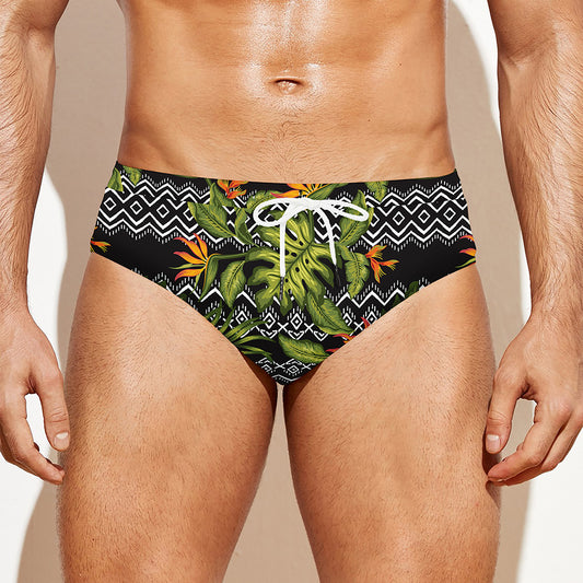 Ethnic Bird Of Paradise Pattern Print Men's Swim Briefs