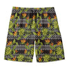 Ethnic Bird Of Paradise Pattern Print Men's Swim Trunks