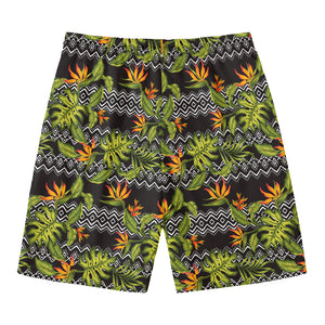 Ethnic Bird Of Paradise Pattern Print Men's Swim Trunks