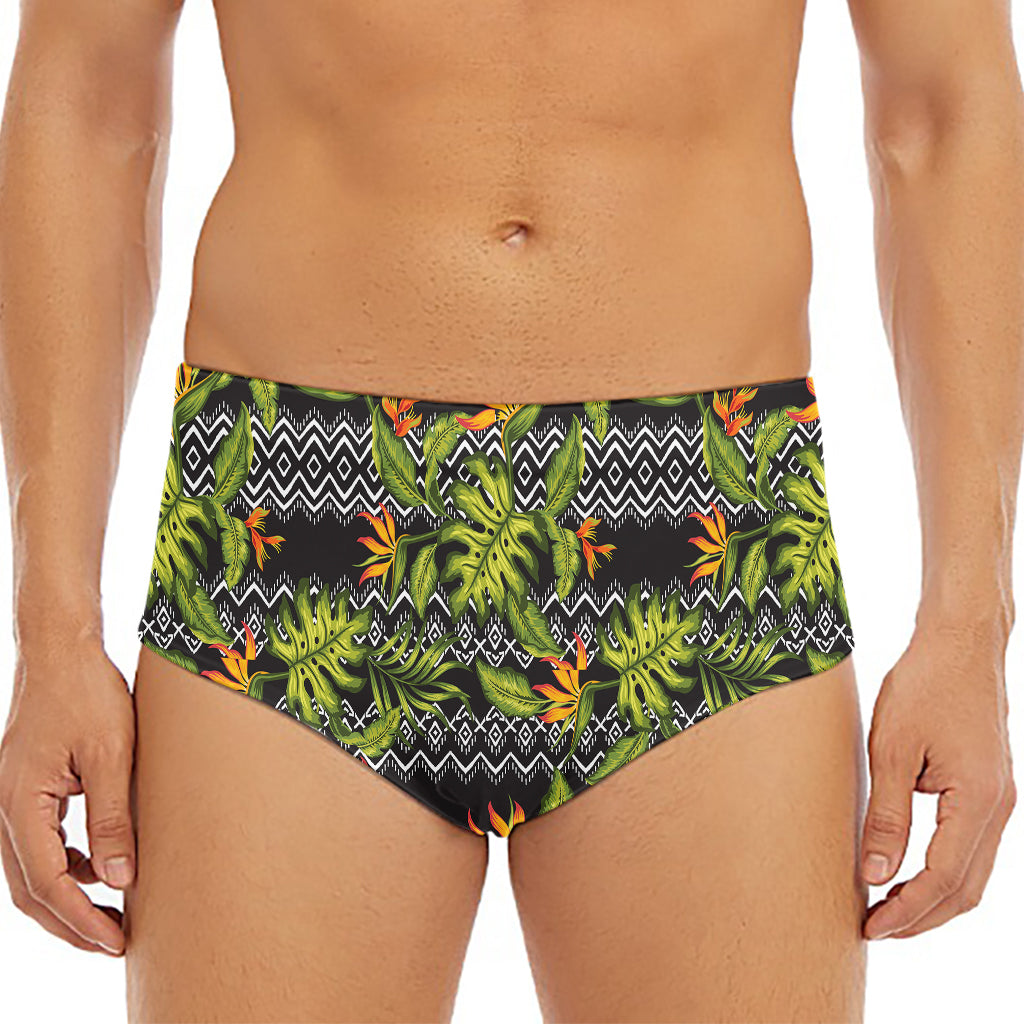 Ethnic Bird Of Paradise Pattern Print Men's Triangle Swim Briefs