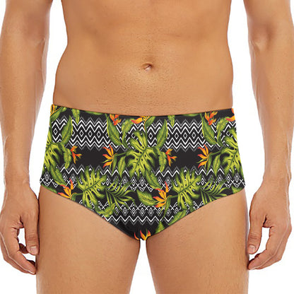 Ethnic Bird Of Paradise Pattern Print Men's Triangle Swim Briefs