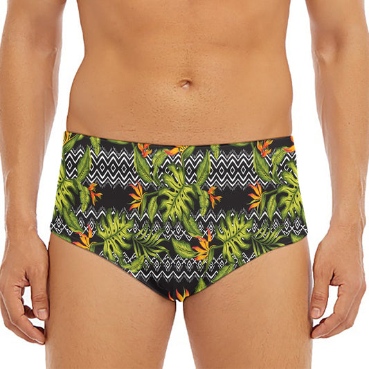 Ethnic Bird Of Paradise Pattern Print Men's Triangle Swim Briefs