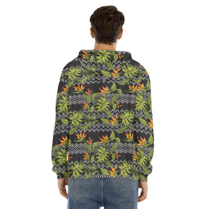 Ethnic Bird Of Paradise Pattern Print Men's Velvet Pullover Hoodie