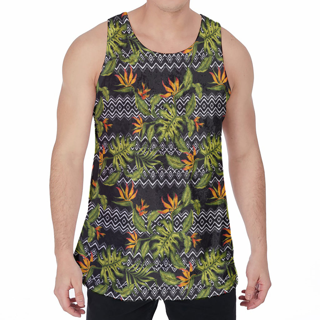 Ethnic Bird Of Paradise Pattern Print Men's Velvet Tank Top