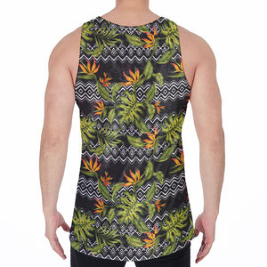 Ethnic Bird Of Paradise Pattern Print Men's Velvet Tank Top