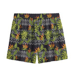 Ethnic Bird Of Paradise Pattern Print Mesh Shorts