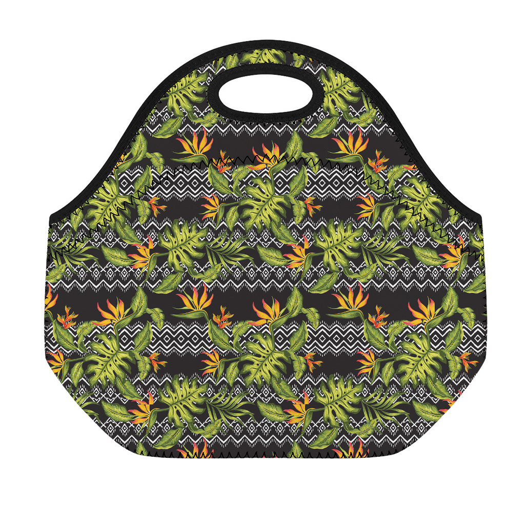 Ethnic Bird Of Paradise Pattern Print Neoprene Lunch Bag