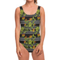 Ethnic Bird Of Paradise Pattern Print One Piece Swimsuit