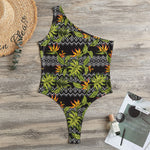 Ethnic Bird Of Paradise Pattern Print One Shoulder Bodysuit