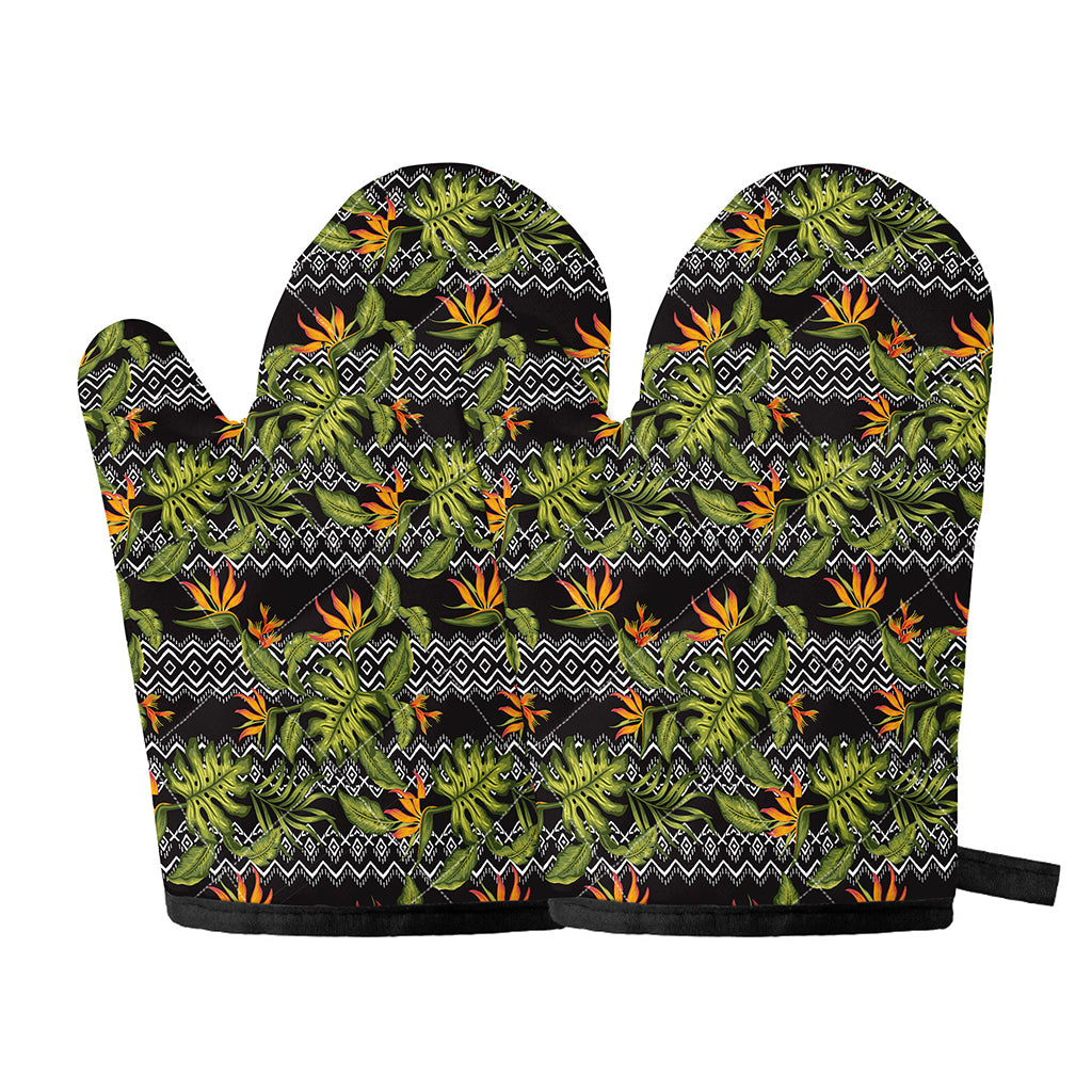 Ethnic Bird Of Paradise Pattern Print Oven Mitts