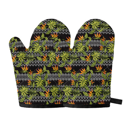 Ethnic Bird Of Paradise Pattern Print Oven Mitts