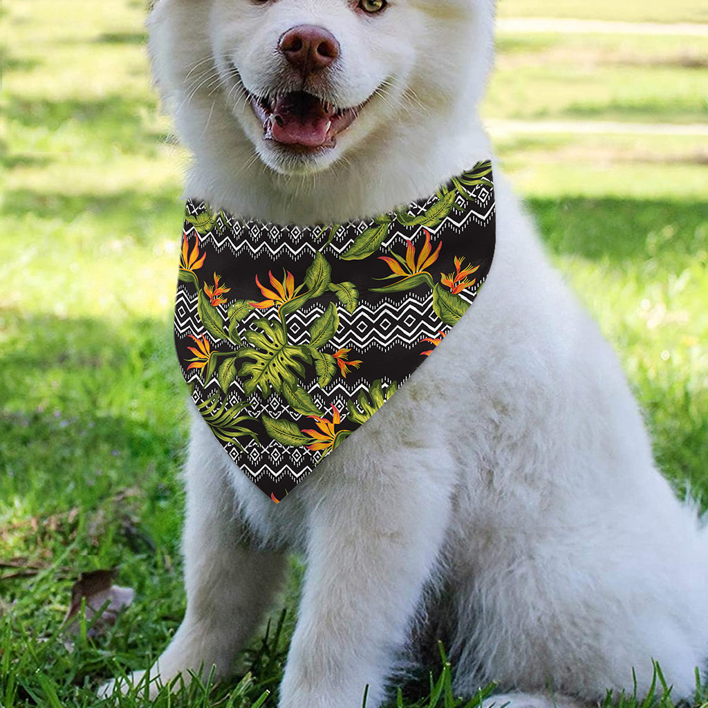 Ethnic Bird Of Paradise Pattern Print Over The Collar Dog Bandana