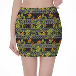 Ethnic Bird Of Paradise Pattern Print Pencil Mini Skirt