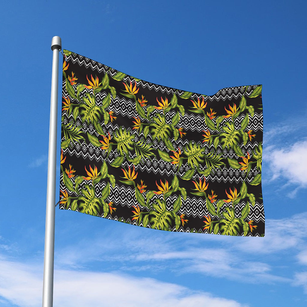 Ethnic Bird Of Paradise Pattern Print Polyester Flag