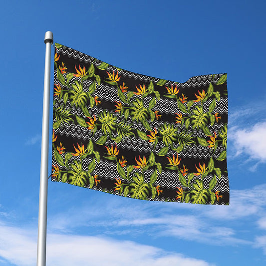 Ethnic Bird Of Paradise Pattern Print Polyester Flag