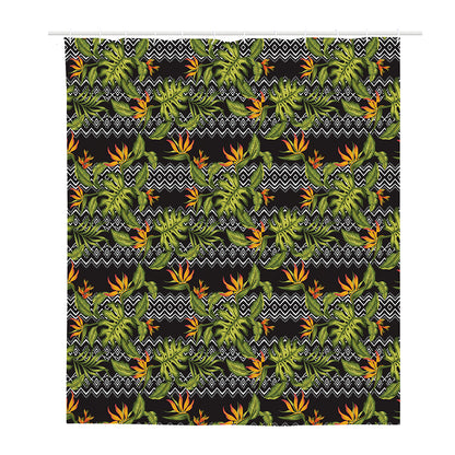Ethnic Bird Of Paradise Pattern Print Polyester Shower Curtain