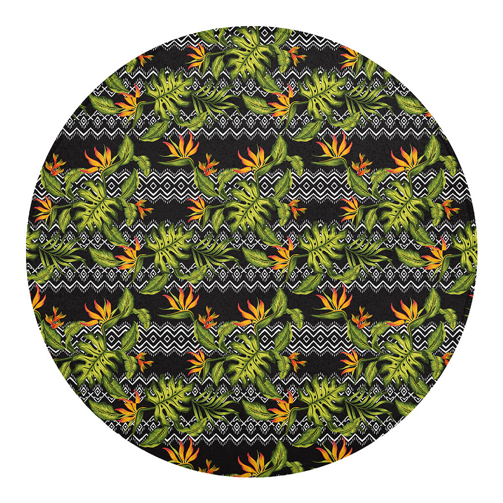Ethnic Bird Of Paradise Pattern Print Round Blanket