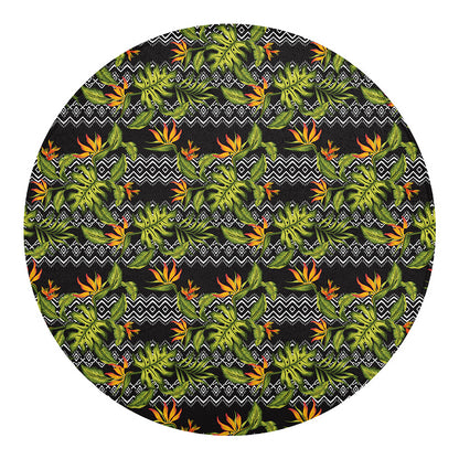Ethnic Bird Of Paradise Pattern Print Round Blanket